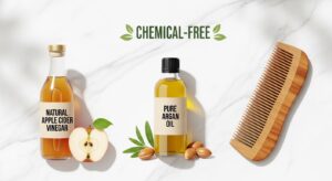 Natural hair remedies, smooth hair at home, chemical-free hair care, frizzy hair solutions for beginners