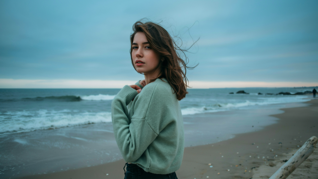 natural beautiful woman beach, beach portrait photography, coastal lifestyle photoshoot, golden hour outdoor portraits, natural light portraiture, minimalist beach fashion, candid outdoor photography, aesthetic coastal portraits, organic outdoor styling, authentic beach photography