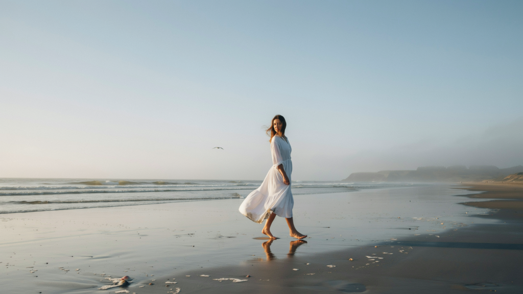 natural beautiful woman beach, beach portrait photography, coastal lifestyle photoshoot, golden hour outdoor portraits, natural light portraiture, minimalist beach fashion, candid outdoor photography, aesthetic coastal portraits, organic outdoor styling, authentic beach photography